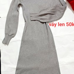 Váy len xám đá 50k tay phồng