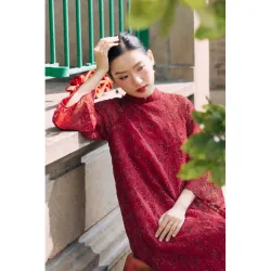 Áo dài Châu Đan - Kiểu dáng cách tân với tone đỏ 930965