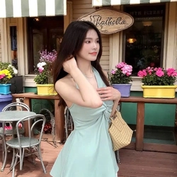 Áo Đũi Cổ Yếm Xoắn Ngực Hở Lưng Nhún Smocking Quyến Rũ Mặc Đi Chơi, Đi Biển 551182
