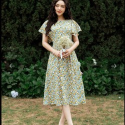 Đầm hoa tay cánh tiên Garden Party - Oyster - size XS -mới 90% 79178