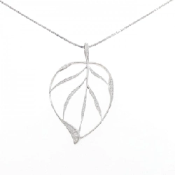 Dây chuyền kim cương PT900/PT850 hình lá 0.70CT - Hàng hiệu Chính hãng