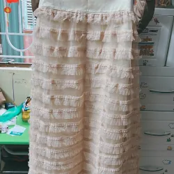 Váy nữ kiểu babydoll phối nơ, màu hồng, size M 1024471