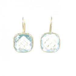 Bông tai Blue Topaz 750YG - Hàng hiệu Chính hãng