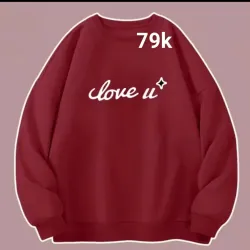 Áo Nỉ Hoodie Nữ Dáng Thoải Màu Đỏ in chữ love u 697565