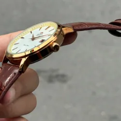 Đồng hồ Orient chính hãng, mặt tròn, dây da nâu, kim loại mạ vàng, phong cách cổ điển 706667