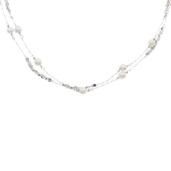 K18WG Ngọc trai Akoya Dây chuyền - Hàng hiệu Authentic