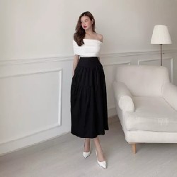 ( kèm quà tặng ) Chân Váy Midi Vintage Tầng Bảng Lưng Lớn 14525