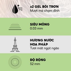 Bao cao su PlayAh Her Feel Ultra Thin 0.03 Hộp 3 Size 52mm Siêu Mỏng Nhiều Gel Cao Cấp 180780
