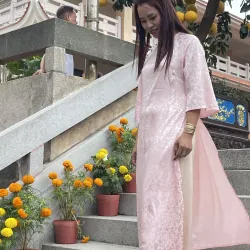 á dài phom suông size L màu hồng ko kèm quần 797443