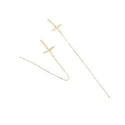 K18YG Bông tai hình chữ thập - Hàng hiệu Chính hãng 867539