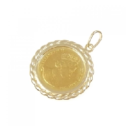 K18YG(枠) Mặt dây chuyền đồng xu - Hàng hiệu Authentic