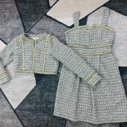 Bộ dạ tweed đẹp có đính ngọc trai