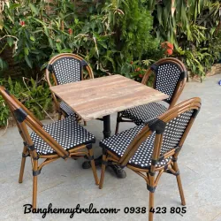 Ghế nhựa giả mây khung nhôm