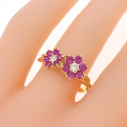 Nhẫn ruby K18YG hoa 668966