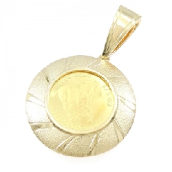 K18YG(枠) Đồng xu Mặt dây chuyền - Hàng hiệu Authentic