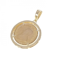 K18YG(枠) Đồng xu mặt dây chuyền - Hàng hiệu Authentic 864126