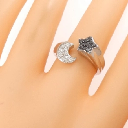 Nhẫn kim cương hình mặt trăng và ngôi sao K18WG/K18BG 0.20CT 666413