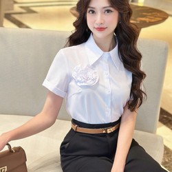 Áo sơ mi trắng  side M Hãng UK Fasion thêu hoa 195261