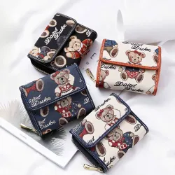 Ví Nữ Ngắn Gập Gọn Ví Đựng Thẻ Đa Năng In Hình Gấu Dễ Thương 574772