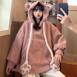 Áo hoodie lông tai thỏ freesize