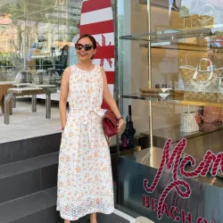 Ðầm ren hoạ tiết hoa cam 1002228