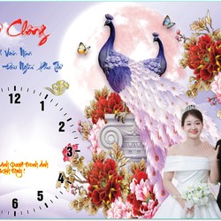 Tranh đồng hồ 3D Mi-ca lót gỗ 