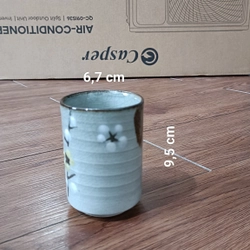 Bộ cốc ly chén gốm Nhật -(Men Mộc + Men Rạn)-(Bộ 5 Ly + 1 Khay)[Ly uống nước, trà, cà phê] 470509