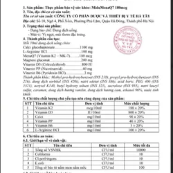 Midu MenaQ7 180mcg bổ sung canxi, Vitamin D3, Vitamin K2 dạng MenaQ7 và Arginine 723208