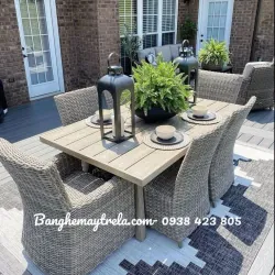 Bàn ghế ăn đan dây nhựa 576699
