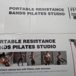 Bộ tập gym tại nhà: 5 dây kháng lực + đòn squat +  hướng dẫn tập luyện  308071