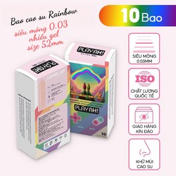 Bao Cao Su PlayAh Rainbow Gel 003 Hộp 10 size 52mm siêu mỏng nhiều gel