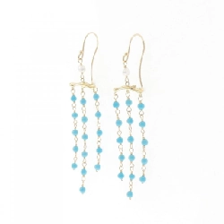 K18YG Bông tai ngọc lam - Hàng hiệu Authentic 871891