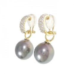 K18YG 2WAY Bông tai ngọc trai đen 12.5mm - Hàng hiệu Chính hãng 872255