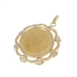 K18YG(枠) Đồng xu Mặt dây chuyền - Hàng hiệu Authentic