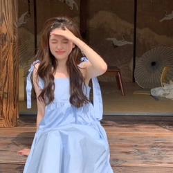Đầm babydoll 2 dây buộc nơ kiểu dáng hàn quốc, váy maxi đi biển dáng dài duyên dáng 316580