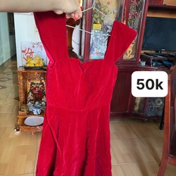 Váy nhung đỏ đô 494887