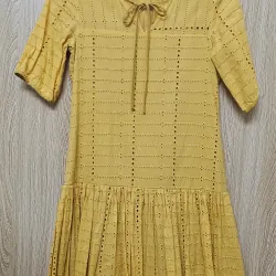 Váy vải thô,2 lớp màu vàng