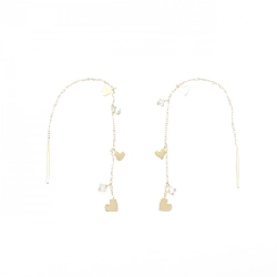 K18YG Bông tai Topaz Trắng - Hàng hiệu Chính hãng