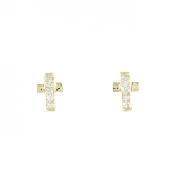 K18YG Bông tai kim cương chéo 0.10CT - Hàng hiệu Chính hãng