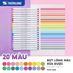 Bút lông màu Fiber Pen 20 màu Pastel Thiên Long Colokit SWM-C008 an toàn rửa được 178097