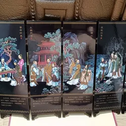 Bình phong Khổng Tử Thánh Tích Đồ (Saint Trace of Confucius)-Sơn mài cổ (Hiếm, Giá trị) 694425