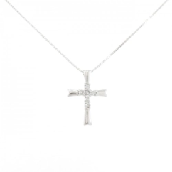 K18WG Dây chuyền kim cương chéo 0.10CT - Hàng hiệu Chính hãng