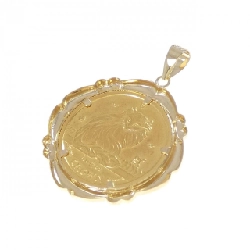 K18YG(枠) Mặt dây chuyền đồng xu - Hàng hiệu Authentic 864459