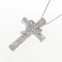 K18WG Dây chuyền kim cương hình chữ thập 0.64CT - Hàng hiệu Chính hãng 860533