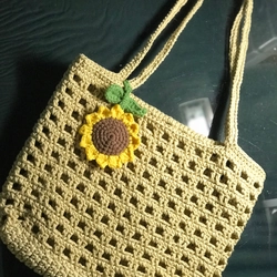 Túi xách len móc handmade (len macrame- màu be gừng 20x30) 325775