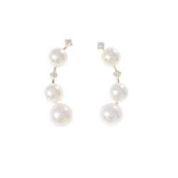 K18YG Bông tai ngọc trai Akoya - Hàng hiệu Authentic