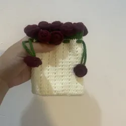 Túi rút len Handmade - hoa hồng đỏ 796323