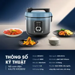 Nồi cơm điện Kalite KRC6012 chính hãng chống dính Ceramic cao cấp, mới 100% 572890
