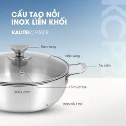 Nồi inox liền khối cao cấp đa năng KALITE KCP2602 – Size 26cm, hiệu suất bắt từ 98% 572311