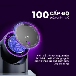Quạt Cầm Tay Circulating Fan 100 Cấp Độ Gió, Dung Lượng Pin Lớn, Có Chip Bảo Vệ Thông Minh Kèm Màn Hình Led 530448